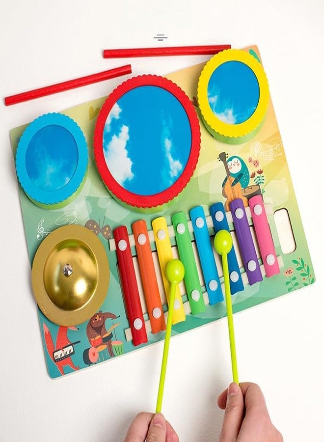 BLiSS HUES مجموعة طبول موسيقية خشبية للأطفال من BLiSS HUES (مجموعة موسيقية متكاملة) - Image 1